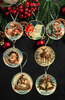 ROUND 4 Inch Wood Decoupaged Ornaments Handmade Christmas Ornament Package Decor WINTER HOLIDAY Decor Gift Idea Home Decor Unique - JAMsCraftCloset