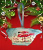 Antique West Virginia Roof Decoupaged Christmas Ornament - Flamingo Deck The Halls - Handmade Holiday Tree Decor Unique Beach Lake House Gift - JAMsCraftCloset