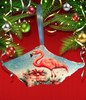 Antique West Virginia Roof Decoupaged Christmas Ornament - Flamingo With Package - Handmade Holiday Tree Decor Unique Beach Lake House Gift - JAMsCraftCloset