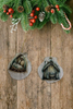 SCALLOP SEASHELL CHRISTMAS ORNAMENT- Set 9 BEACH COASTAL DECOR - Handmade Hand Painted DECOUPAGED Repurposed Upcycled Gift SET OF 2 Ornaments