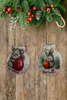SCALLOP SEASHELL CHRISTMAS ORNAMENT- MICE Christmas Ornaments SET 2 - HOLIDAY DECOR - Handmade Hand Painted DECOUPAGED Repurposed Upcycled Gift SET OF 2 Ornaments - JAMsCraftCloset
