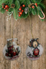 SCALLOP SEASHELL CHRISTMAS ORNAMENT- MICE Christmas Ornaments SET 3 - HOLIDAY DECOR - Handmade Hand Painted DECOUPAGED Repurposed Upcycled Gift SET OF 2 Ornaments - JAMsCraftCloset