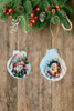 SCALLOP SEASHELL CHRISTMAS ORNAMENT- SANTA SET 4 - BEACH COASTAL DECOR - Handmade Hand Painted DECOUPAGED Repurposed Upcycled Gift SET OF 2 Ornaments {{ JAMsCraftCloset }}