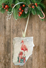 Antique West Virginia Roof Decoupaged Christmas Ornament - Flamingo With Packages - Handmade Holiday Tree Decor Unique Beach Lake House Gift - JAMsCraftCloset