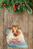 Antique West Virginia Roof Decoupaged Christmas Ornament - COW HOLLY AND BERRIES MERRY CHRISTMAS - Handmade Holiday Tree Decor Unique Country Farmhouse House Decor Gift - JAMsCraftCloset