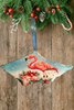 Antique West Virginia Roof Decoupaged Christmas Ornament - Flamingo With Package - Handmade Holiday Tree Decor Unique Beach Lake House Gift - JAMsCraftCloset