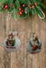 SCALLOP SEASHELL CHRISTMAS ORNAMENT- MICE Christmas Ornaments SET 1 - HOLIDAY DECOR - Handmade Hand Painted DECOUPAGED Repurposed Upcycled Gift SET OF 2 Ornaments - JAMsCraftCloset