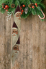 THREE SANTA FACES TREE ORNAMENT Wooden Vintage Holiday Decoration Christmas Decor Gift Idea