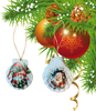 SCALLOP SEASHELL CHRISTMAS ORNAMENT- SANTA SET 4 - BEACH COASTAL DECOR - Handmade Hand Painted DECOUPAGED Repurposed Upcycled Gift SET OF 2 Ornaments {{ JAMsCraftCloset }}