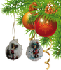 SCALLOP SEASHELL CHRISTMAS ORNAMENT- Set 8 BEACH COASTAL DECOR - Handmade Hand Painted DECOUPAGED Repurposed Upcycled Gift SET OF 2 Ornaments - JAMsCraftCloset