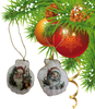 SCALLOP SEASHELL CHRISTMAS ORNAMENT- Set 6 BEACH COASTAL DECOR - Handmade Hand Painted DECOUPAGED Repurposed Upcycled Gift SET OF 2 Ornaments - JAMsCraftCloset