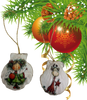 SCALLOP SEASHELL CHRISTMAS ORNAMENT- Set 2 BEACH COASTAL DECOR - Handmade Hand Painted DECOUPAGED Repurposed Upcycled Gift SET OF 2 Ornaments - JAMsCraftCloset