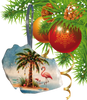 Antique West Virginia Roof Decoupaged Christmas Ornament - Flamingo With Palm Tree 2 - Handmade Holiday Tree Decor Unique Beach Lake House Gift - JAMsCraftCloset