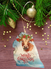 Antique West Virginia Roof Decoupaged Christmas Ornament - COW HOLLY AND BERRIES MERRY CHRISTMAS - Handmade Holiday Tree Decor Unique Country Farmhouse House Decor Gift - JAMsCraftCloset