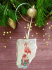 Antique West Virginia Roof Decoupaged Christmas Ornament - Flamingo With Packages - Handmade Holiday Tree Decor Unique Beach Lake House Gift - JAMsCraftCloset