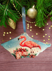 Antique West Virginia Roof Decoupaged Christmas Ornament - Flamingo With Package - Handmade Holiday Tree Decor Unique Beach Lake House Gift - JAMsCraftCloset
