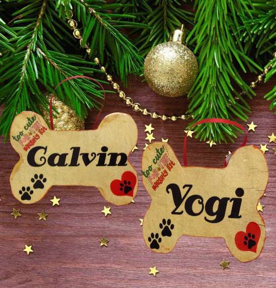 Christmas Personalized Ornament Handmade Large Bone Shaped Wooden Sublimation Holiday Doggie Pet Tree Decoration Crafters Delight - JAMsCraftCloset