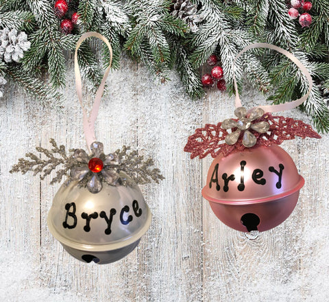 Personalized Holiday Christmas METAL JINGLE BELL Ornaments Tree and Gifts Handmade Gift Stocking Stuffer Crafters Delight - JAMsCraftCloset.Com