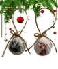 SCALLOP SEASHELL CHRISTMAS ORNAMENT- FARM ANIMALS Christmas Ornaments SET 1 - HOLIDAY DECOR - Handmade Hand Painted DECOUPAGED Repurposed Upcycled Gift SET OF 2 Ornaments - JAMsCraftCloset