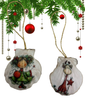SCALLOP SEASHELL CHRISTMAS ORNAMENT- Set 2 BEACH COASTAL DECOR - Handmade Hand Painted DECOUPAGED Repurposed Upcycled Gift SET OF 2 Ornaments - JAMsCraftCloset