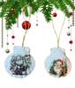 SCALLOP SEASHELL CHRISTMAS ORNAMENT- SANTA SET 2 - BEACH COASTAL DECOR - Handmade Hand Painted DECOUPAGED Repurposed Upcycled Gift SET OF 2 Ornaments {{ JAMsCraftCloset }}