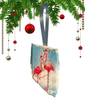 Antique West Virginia Roof Decoupaged Christmas Ornament - Flamingos With Lights - Handmade Holiday Tree Decor Unique Beach Lake House Gift - JAMsCraftCloset