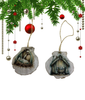 SCALLOP SEASHELL CHRISTMAS ORNAMENT- Set 9 BEACH COASTAL DECOR - Handmade Hand Painted DECOUPAGED Repurposed Upcycled Gift SET OF 2 Ornaments