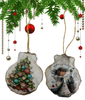 SCALLOP SEASHELL CHRISTMAS ORNAMENT- Set 1 BEACH COASTAL DECOR - Handmade Hand Painted DECOUPAGED Repurposed Upcycled Gift SET OF 2 Ornaments - JAMsCraftCloset