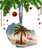 Antique West Virginia Roof Decoupaged Christmas Ornament - Flamingo With Palm Tree 2 - Handmade Holiday Tree Decor Unique Beach Lake House Gift - JAMsCraftCloset
