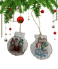 SCALLOP SEASHELL CHRISTMAS ORNAMENT- Set 7 BEACH COASTAL DECOR - Handmade Hand Painted DECOUPAGED Repurposed Upcycled Gift SET OF 2 Ornaments {{ JAMsCraftCloset }}
