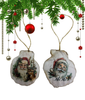 SCALLOP SEASHELL CHRISTMAS ORNAMENT- Set 6 BEACH COASTAL DECOR - Handmade Hand Painted DECOUPAGED Repurposed Upcycled Gift SET OF 2 Ornaments - JAMsCraftCloset