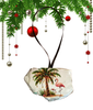 Antique West Virginia Roof Decoupaged Christmas Ornament - Flamingo With Packages - Handmade Holiday Tree Decor Unique Beach Lake House Gift - JAMsCraftCloset