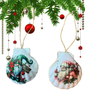 SCALLOP SEASHELL CHRISTMAS ORNAMENT- SANTA SET 1 - BEACH COASTAL DECOR - Handmade Hand Painted DECOUPAGED Repurposed Upcycled Gift SET OF 2 Ornaments {{ JAMsCraftCloset }}