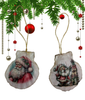 SCALLOP SEASHELL CHRISTMAS ORNAMENT- Set 3 BEACH COASTAL DECOR - Handmade Hand Painted DECOUPAGED Repurposed Upcycled Gift SET OF 2 Ornaments - JAMsCraftCloset