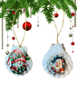 SCALLOP SEASHELL CHRISTMAS ORNAMENT- SANTA SET 4 - BEACH COASTAL DECOR - Handmade Hand Painted DECOUPAGED Repurposed Upcycled Gift SET OF 2 Ornaments {{ JAMsCraftCloset }}