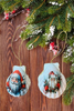 SCALLOP SEASHELL CHRISTMAS ORNAMENT- SANTA SET 3 - BEACH COASTAL DECOR - Handmade Hand Painted DECOUPAGED Repurposed Upcycled Gift SET OF 2 Ornaments {{ JAMsCraftCloset }}