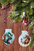 SCALLOP SEASHELL CHRISTMAS ORNAMENT- SANTA SET 1 - BEACH COASTAL DECOR - Handmade Hand Painted DECOUPAGED Repurposed Upcycled Gift SET OF 2 Ornaments {{ JAMsCraftCloset }}