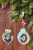SCALLOP SEASHELL CHRISTMAS ORNAMENT- SANTA SET 4 - BEACH COASTAL DECOR - Handmade Hand Painted DECOUPAGED Repurposed Upcycled Gift SET OF 2 Ornaments {{ JAMsCraftCloset }}