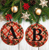 Christmas Personalized Ornament Handmade INITIAL HOLLY WREATH Large Round Wooden Sublimation Large Holiday Tree Decoration GIFT Crafters Delight -JAMsCraftCloset