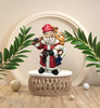 Shelf Sitters SANTA HOLDING WREATH AND BAG ON A STICK Ceramic Vintage Holiday Decoration Christmas Decor Gift Idea - JAMsCraftCloset