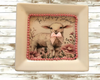 Heavy Ceramic Square Dish Wall Art EASTER Lamb With Bow Home Decor Nursery Decor Handmade Decor Gift Idea &nbsp;- JAMsCraftCloset