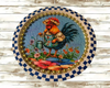 Metal Round RED, WHITE, and BLUE TRAY Farmhouse Country HEN WITH WATERING CAN Design Wall Art Country Farmhouse Decor Handmade Kitchen or Coffee Bar Decor Gift Idea &nbsp;- JAMsCraftCloset