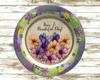 PLATE FLORAL PLASTIC ROUND DECOUPAGED Upcycled Repurposed Wall Art or Shelf Sitter HAVE A BEAUTIFUL DAY Green Background Home Decor Wall Art Gift WEDDING - JAMsCraftCloset