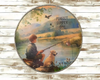 Decoupaged 33 1/3 Vinyl Record PERFECT SUMMER DAY Boy and Dog Fishing Wall Art Shelf Sitter Child's Room Decor Country Farmhouse Home Decor Gift Idea - JAMsCraftCloset