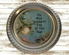 TRAY SHINY SILVER PLASTIC ROUND Decoupaged Hand Painted Upcycled Repurposed Wall Art THE MOST WONDERFUL TIME OF THE YEAR Home Decor Christmas Wall Art Gift - JAMsCraftCloset