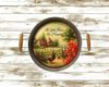 Galvanized Metal Round TRAY Farmhouse Country Shelf Sitter Wall Art A LITTLE PIECE OF HEAVEN Farm Chickens Floral Handmade Gift Idea &nbsp;- JAMsCraftCloset