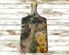 Wood Cutting Board Hand Painted Decoupaged RED BARN HENS DAISIES CHALKBOARD ON BACK Wall Art Kitchen Office Decor Gift Idea Repurposed Upcycled - JAMsCraftCloset