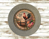 Galvanized Metal Round Charger Plate With Hanging Hook Decoupaged Farmhouse Country Coffee Bar Wall Art Shelf Sitter TIME FOR COFFEE Handmade Gift Idea - JAMsCraftCloset