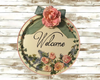 Metal Round TRAY Farmhouse Country Roses and Lilacs Wall Art WELCOME Cottage Chic Victorian Decor Handmade Gift Idea {{ JAMsCraftCloset }}