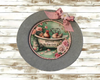 Galvanized Metal Round Charger Plate With Hanging Hook Decoupaged Farmhouse Country Wall Art Shelf Sitter WELCOME TO THE COOP Bathroom Decor Handmade Gift Idea - JAMsCraftCloset